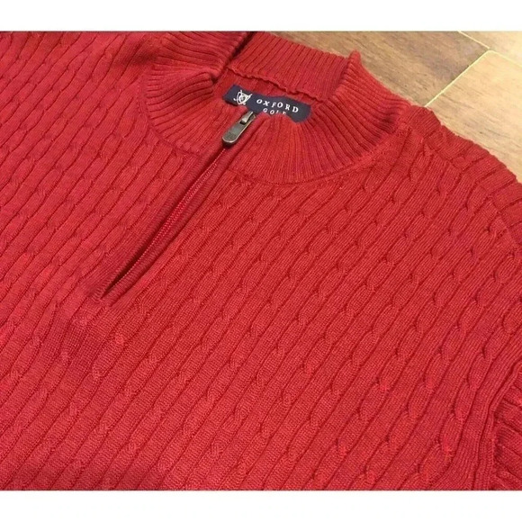 Oxford Golf Sweater Men XL 1/4 Zip Preppy Golfer Ribbed Pullover - Picture 1 of 2